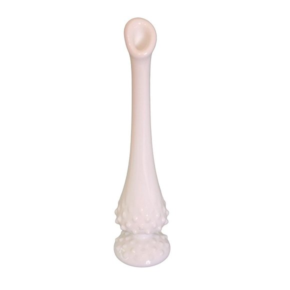 Fenton Swung Glass Bud Vase Hobnail Milk Glass Pattern 10.25" Vintage - Picture 1 of 11
